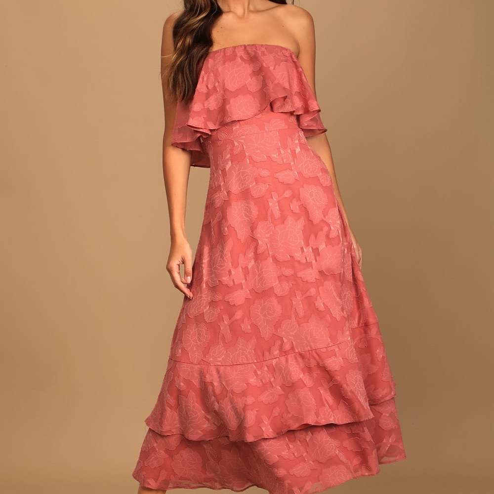 Lulu’s Strapless Midi Dress, Size S, New with Tags